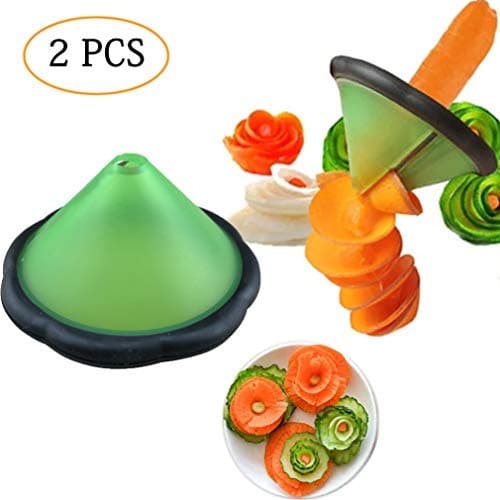 2 PCS Creative Slicers for Fruits Vegetables Salad Cut to Flower-Shape,Carrot Cucumber Melon Peeler and Sharpener Mold, Peel Shredder Stainless Steel Blade Spiral Cutter