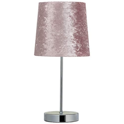 Crushed Velvet Table Lamp Bedside Tablelamp Shade & Base - Blush Pink