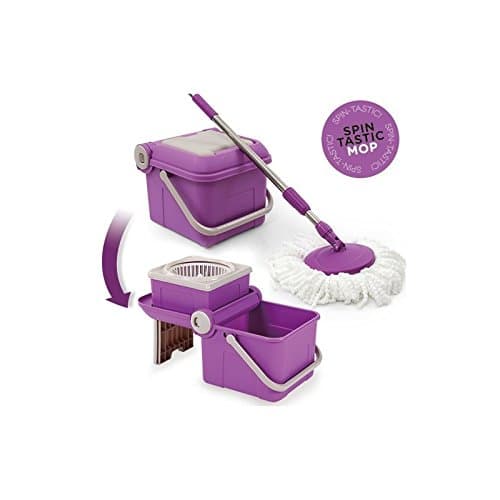 Omnidomo SpinTastic Rotating Mop with Bucket and Folding Handle, Microfibre Refill, Purple, 32 x 30 x 53cm