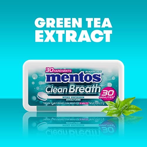 Mentos Clean Breath Hard Mints Sugar Free Candy, Wintergreen, (Pack of 12)