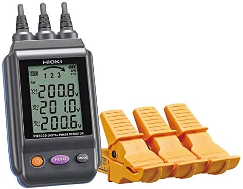 Hioki PD3259-10 SP Non-Contact Digital Phase Detector with 3-Phase Voltage Measurement, 1.5m Leads