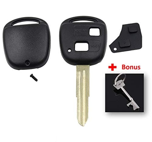 Keyfobworld 2 Button Keyless Entry Remote Key Shell Rubber Pad Blade Repair Kit For Toyota Yaris