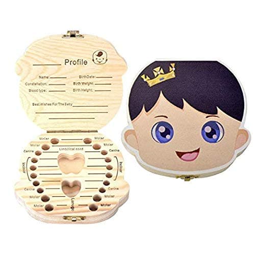 order happiness girl's (cute princess design) wooden tooth album keepsake souvenir box /wooden milk teeth storage case/ lost tooth organizer-Beige