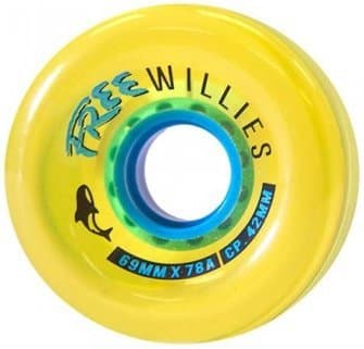 FreeWheel Co. Free Willies Gold Standard 69mm 78a Longboard Wheels with Bearings