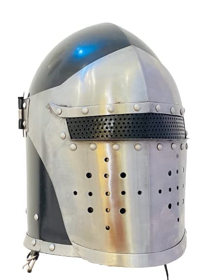 AnNafi® Barbuta Helmet | Viking Battle Knight Helmet Armour | Medieval Visored Barbute Helm for Cosplay | Wearable (Silver)