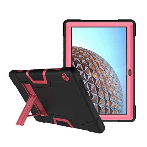 Cherrry for Lenovo Tab M10 (TB-X605F) 10.1 Inch Case,Heavy Duty Shockproof Dropproof Hybrid Rugged Armor Build in Kickstand Full Body Protective Case for Lenovo Tab M10 (Black/Pink)