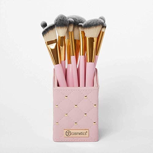 Authentic Store BH Cosmetic Makeup Brushes With Makeup Brush Holder Pink Studded Elegance Combo of 12 Brushes for Beginner and Professionals