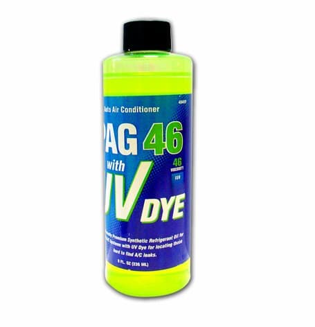 Auto A/C PAG Oil, ISO 46 viscosity with UV Dye, R134a systems, 8 oz.