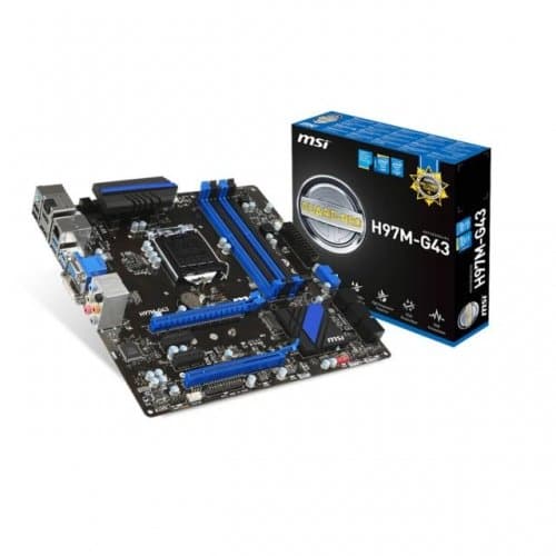 MSI - H97M-G43 - MSI Motherboard H97M-G43 Core i3/i5/i7 LGA1150 H97 DDR3 SATA PCI-Express USB VGA/HDMI/DVI/DisplayPort microATX Retail