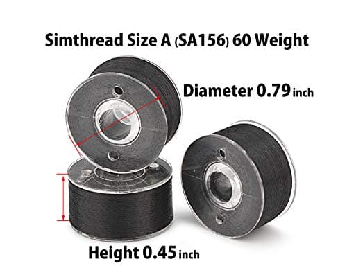 Simthread 25pcs Black Prewound Bobbin Thread Size A Class 15 (SA156) 60WT with Clear Storage Plastic Case Box 70D/2 for Brother Embroidery Thread Sewing Thread Machine DIY