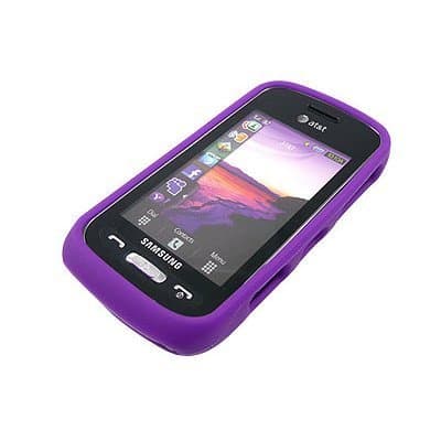 Silicon Skin PURPLE Rubber Soft Cover Case for Samsung Solstice A887 AT&T [WCM133]