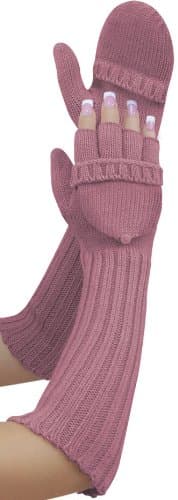 Lady Elegance Extra Long Convertible Mittens- Dusty Rose (Pink)