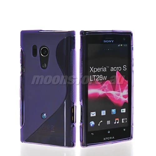 CellMACs TPU Rubber Gel Case Cover w/ S Design for Sony Xperia acro S / acro HD Lt26w SO-03D SOI12 - Purple