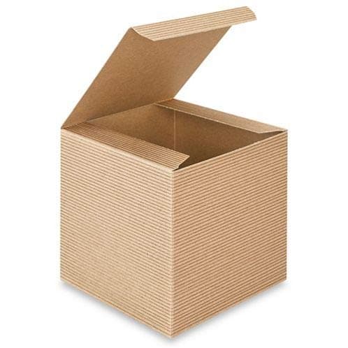 A1 Bakery Supplies Preimer Kraft Pinstripe Brown Treat Gift Boxes (4 x 4 x 4 Inch)