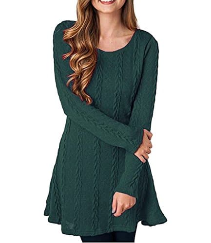 Womens Knitted Crewneck Sweater Dress