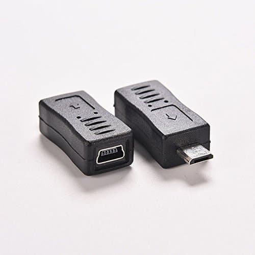 [2 Pack] TravelCables Black USB Micro Male to USB Mini Female Adapter - USB Type B Micro to USB Type B Mini - Cable Connector Adaptor Charger Converter