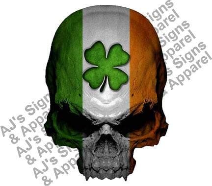 Irish Skull Skull 5" x 3.5" Vinyl car Laptop or Window Sticker Decal