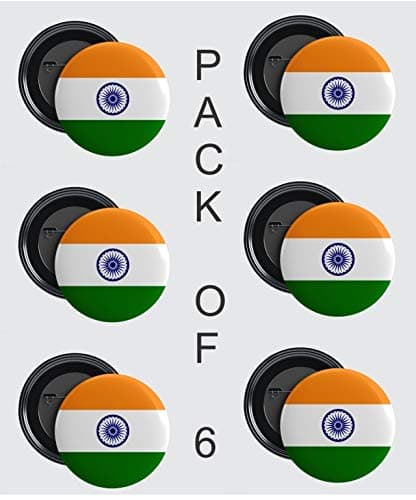 Billa Badges | India Flag Badges | Pack of 6 | India Republic Day Badges | Pin Button Badges | Independence Day | (Pack of 6) Multicolor