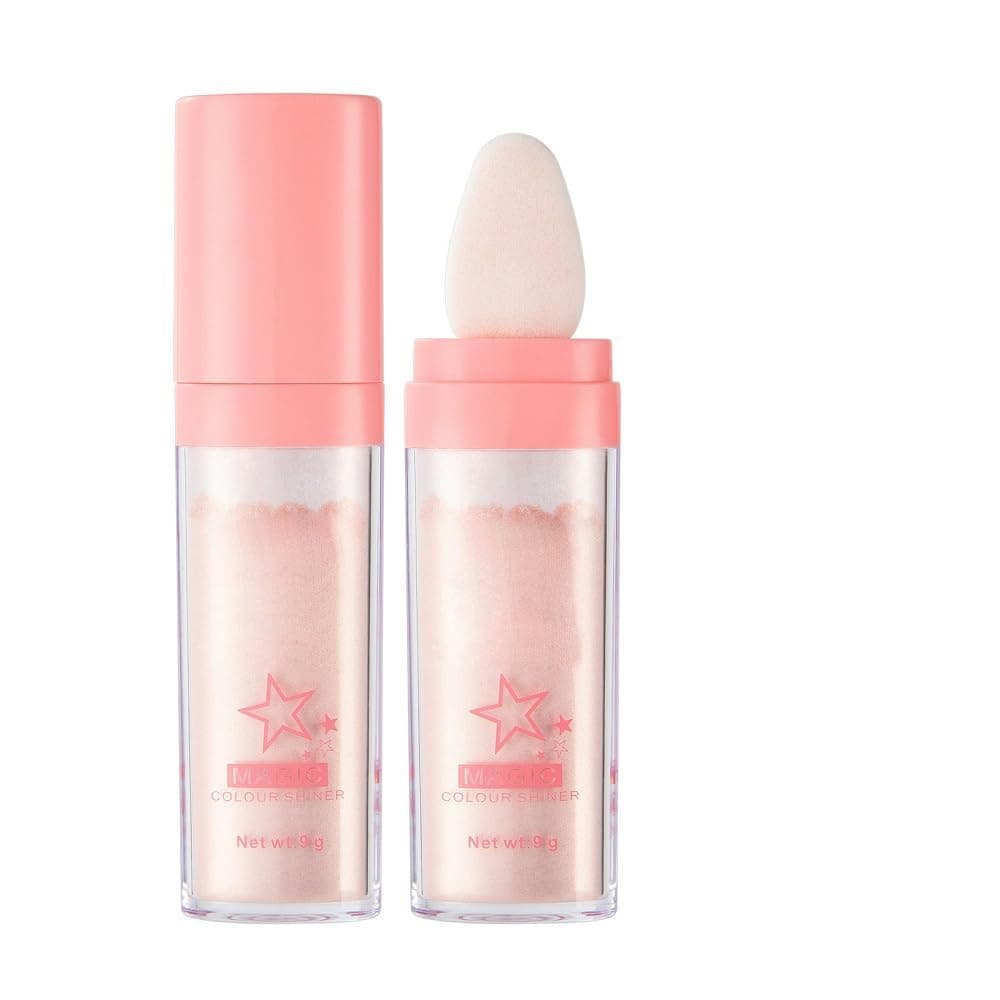 Glitter Powder Highlighter Makeup,Body Brightens the Natural and Face Blusher Patting Powder Highlighter Makeup Beauty Glitter.(02# Fairy pink)