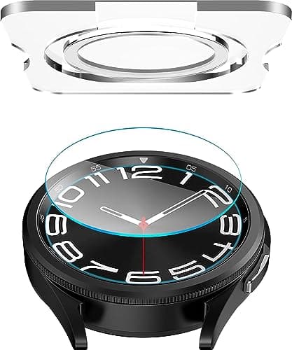 SPGUARD [Pack of 2 for Samsung Galaxy Watch 6 Classic 43 mm Screen Protector, Full Protective Tempered Glass Film, All Around Coverage Cover Only Compatible with Galaxy Watch 6 Classic 43 mm