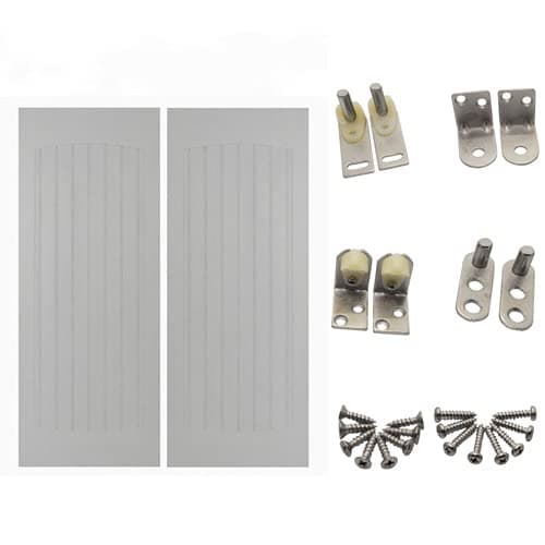 Swinging Cafe DoorsCraftsmen Beadboard Saloon Doors – Premade for 36" Door Openings, 40" Tall, Primed & Ready to Paint, Includes Hinges for Saloon Swing, Quick Shipping