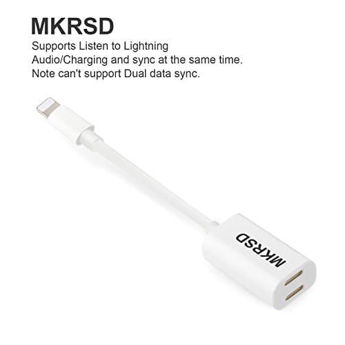 2 in 1 Lightning Adapter, Dual Lightning Headphone Audio and Charge Cable Adapter,Adapter Accessories for Iphone 7/7 Plus