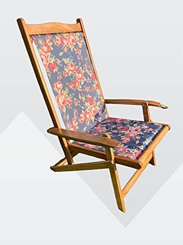 Royal Bharat Easy Chair (High Back) - Wooden Folding Portable Relaxing Chair/Garden Chair/Outdoor Chair with Teakwood Polish with Attractive Cotton Canvas Cloth (Standard, Violet)