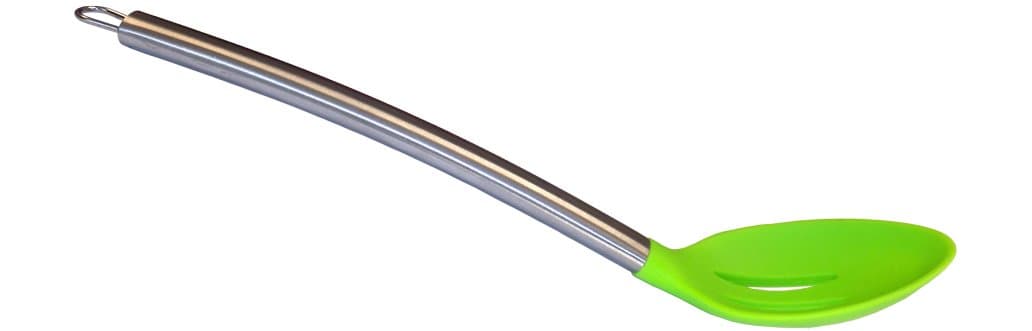 Kitchen Utensils Large Silicone Serving Mixing SLOTTED SPOON with Heat Resistant Silicone Spoon and Stainless Steel Handle. GREEN