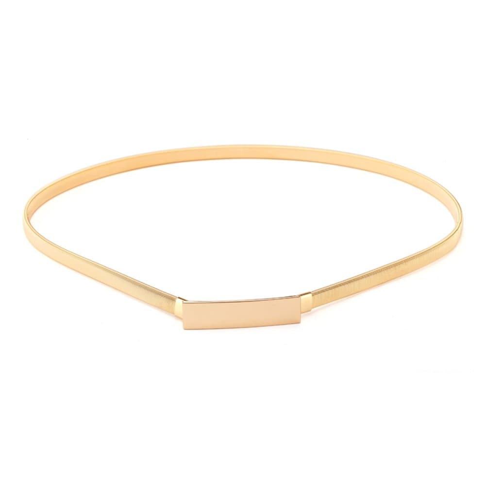 Ladies Belt,mirror Stretch Metal Belt Simple wild Of tightness Belt-Golden 72cm(28inch)