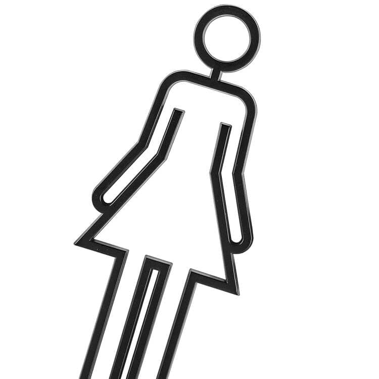 Modern Acrylic Bathroom Sign Symbols - Men Women Toilet, Restroom Signs for Business, Bathroom Signage (Black)