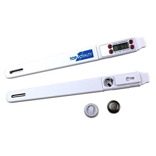 Kitchen Digital Thermometer - Auto Shut-Off Large Display LCD Timer - Waterproof Long Stainless Steel Probe for Instant Cooking Food in Oven, Steamer and Grills