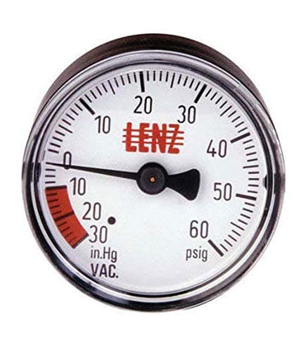 Lenz Indicator Gauge Filter Compound CP-2: 0-60 Max PSI, 2" Diameter Width, 1/8" NPTF Port Size, 221052
