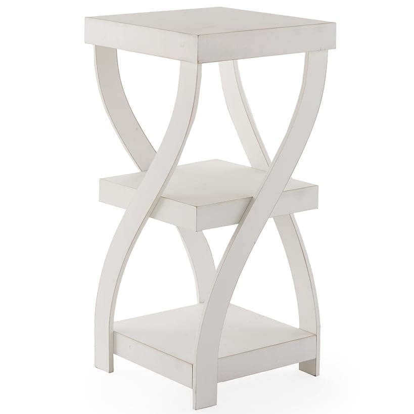 The Lakeside Collection Distressed Twisted Wood Accent Table - Distressed White