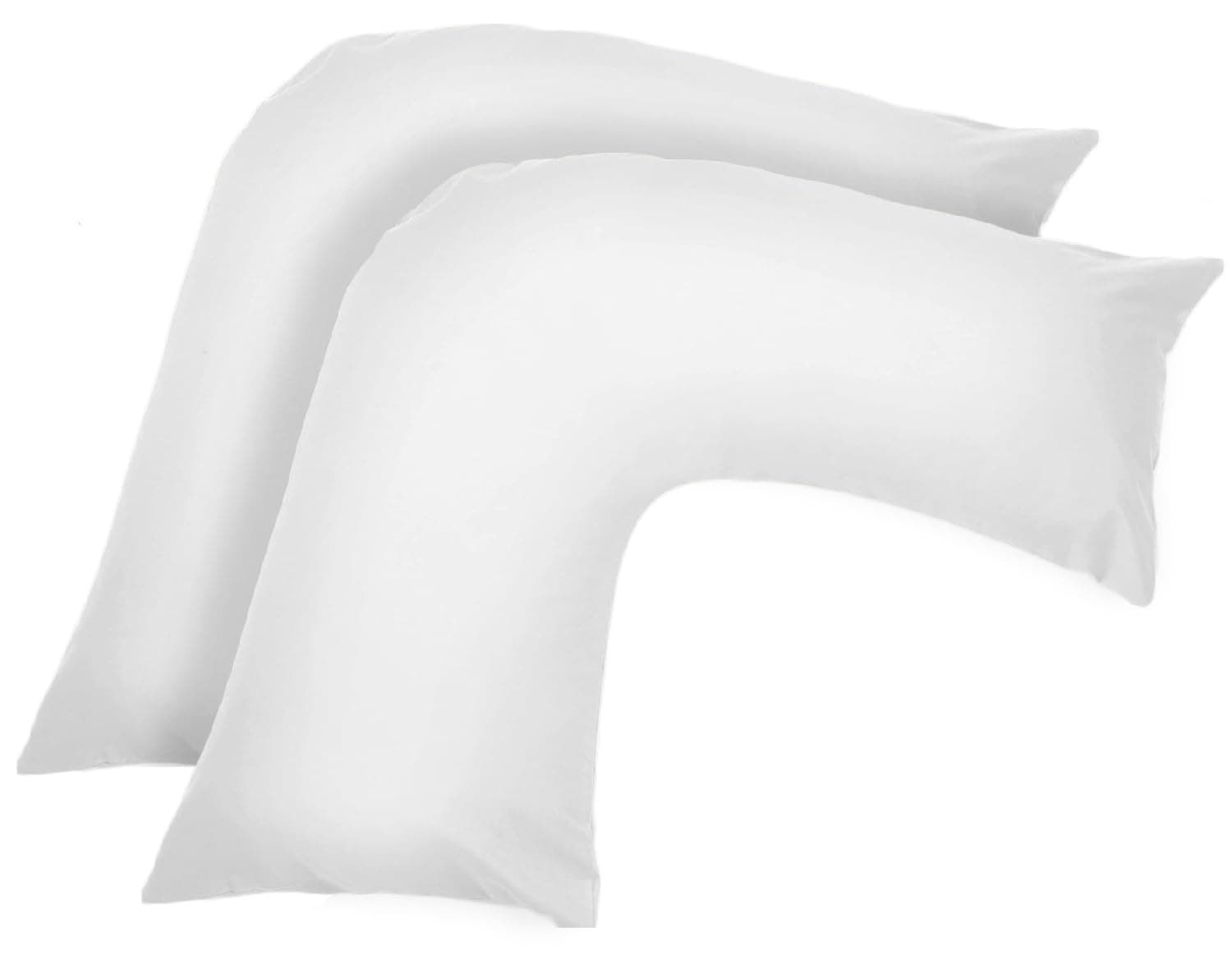 V Shaped Pillow Case Cover - 2 Pack Poly-Cotton Orthopedic Pillowcase To Fit V shape pillows For Back, Neck & Leg Support in Pregnancy, Maternity & Orthopaedic - Body Support Pillow (White)