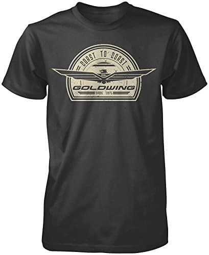 Tiovcoo Mens Goldwing Retro Short-Sleeve T-Shirt, Black O-Neck Adult Tee
