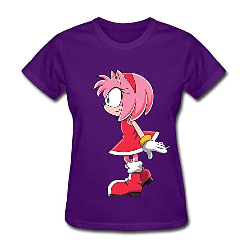 Purple Enewno Hedgehog Amy Rose 100% Cotton T Shirt For Woman Size XS