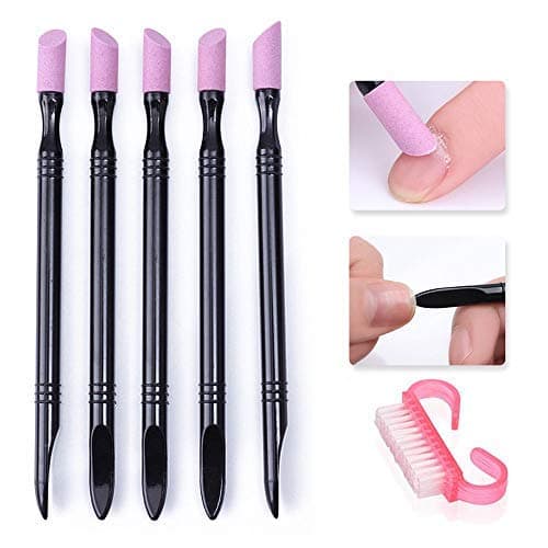 Professional Nail Tools Cuticle Pusher Cleaner Pumice Tipped Nail Treatment Grinding Tools Brushing Bars Ceramic Nail Care Tools For family and salon 5pcs (5pcs)