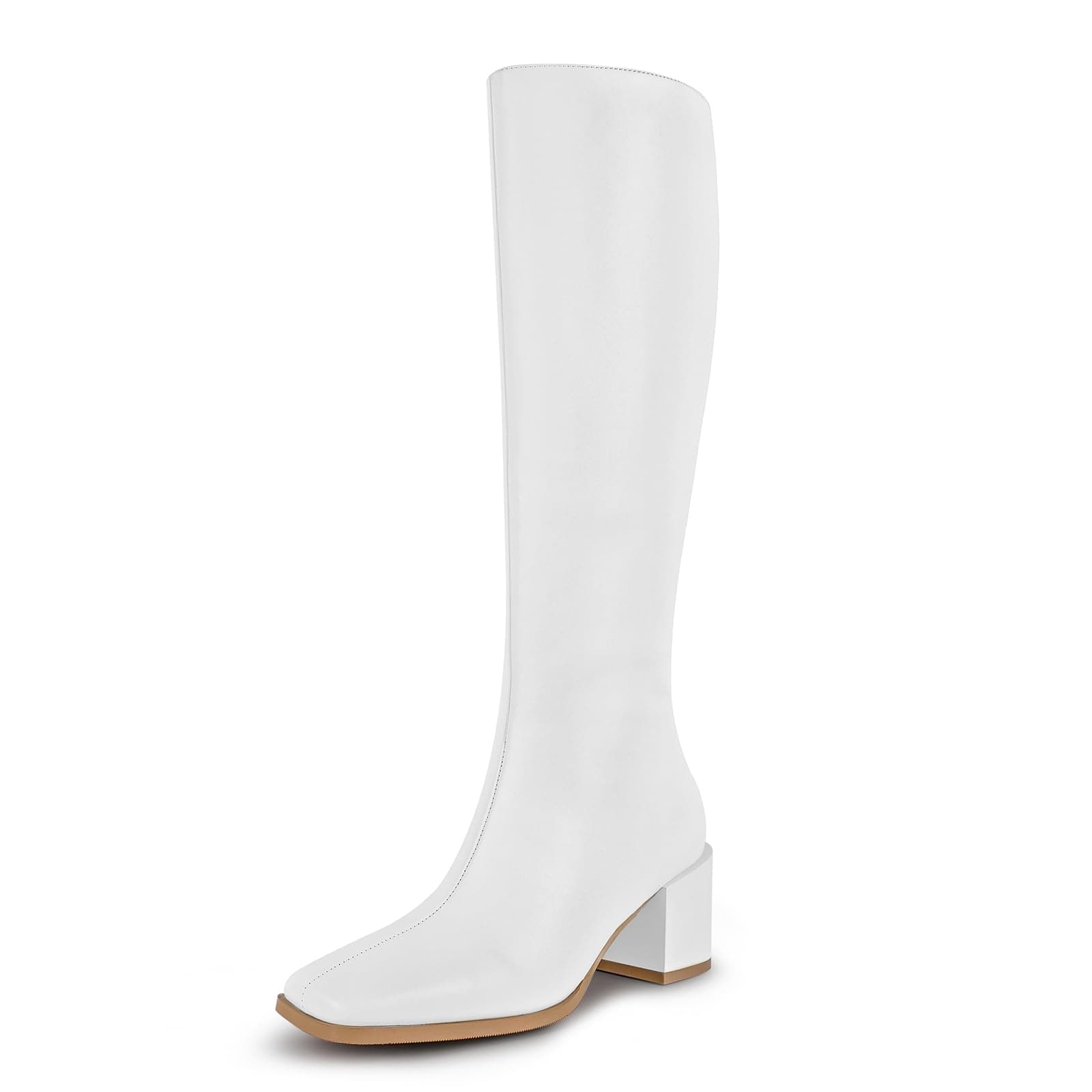 wetkissKnee High Boots for Women Gogo Boots 70s Boots with Chunky Heel, Square Toe and Side Zipper Design Fashion Dress Boots