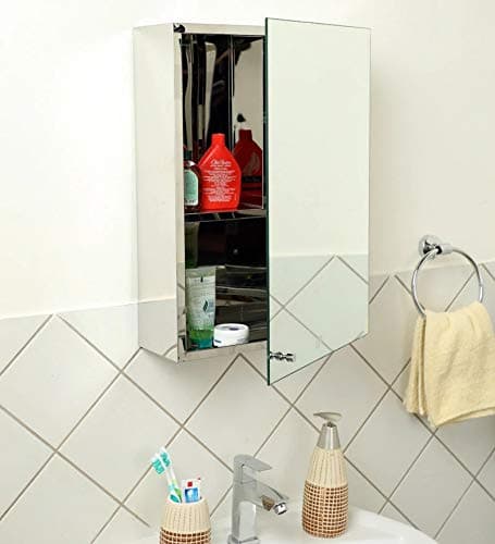 Bp Silver 304 Grade Stainless Steel 16 x 10 Inch Platinum Bathroom Mirror Cabinet (Model: Gls182)