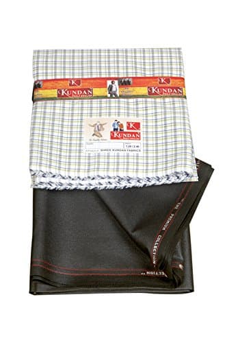 KUNDAN SULZ GWALIORMen's Executive Checks Shirt Piece & Fancy Trouser Fabric Combo Set ( 1 Pant and Shirt Piece ), Multicolour, Free Size