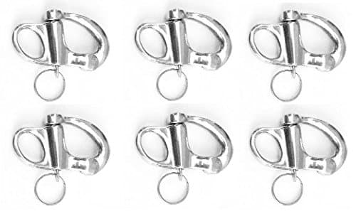 Marine Part Depot Six Stainless Steel Fixed Bail Snap Shackles 2"