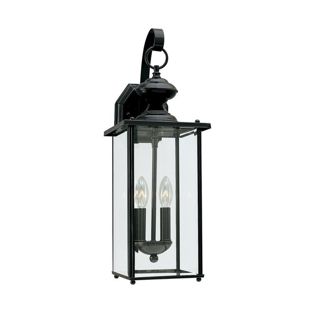 Generation Lighting 8468-12 Jamestowne Transitional Two - Light Outdoor Wall Lantern Outside Fixture, Black Finish