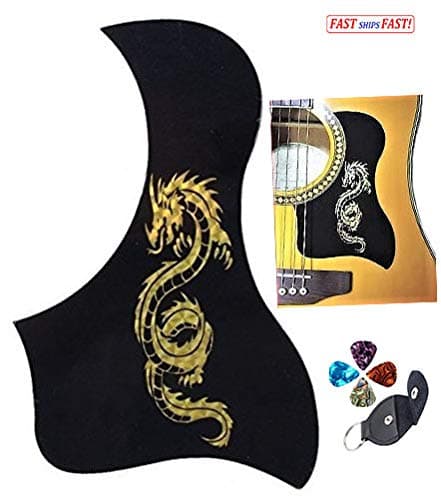 Black Golden Acoustic Guitar Pickguard Protective Sticker Bird/Duck Shape + Picks