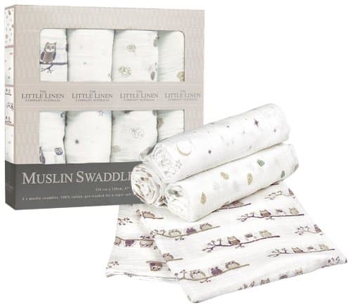 The Little Linen Company Australia 4 Pack Muslin - Night Owls