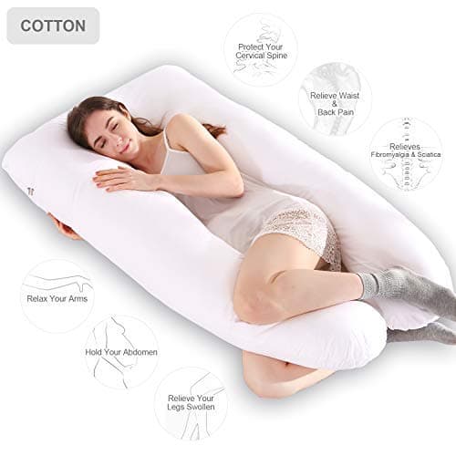 Chilling Home Pregnancy Pillow, 55 inches Full Body Pillow Maternity Pillow for Pregnant Women, Comfort U Shaped Zootzi Pillow with Removable Washable Cover(White, 55 x 28 inches)