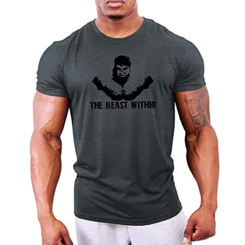 GYMTIERBeast Within Men's Gym T-Shirt Bodybuilding Training Workout Lifting Top Clothing