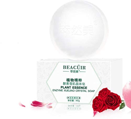 BEACUIR Enzyme Crystal Soap Bar Amino Acids Body Fat Balance Dryness Cleansing Moisturizing Hydrating Face Hands Back Legs Pink Skin Powder Love Fresh 40g