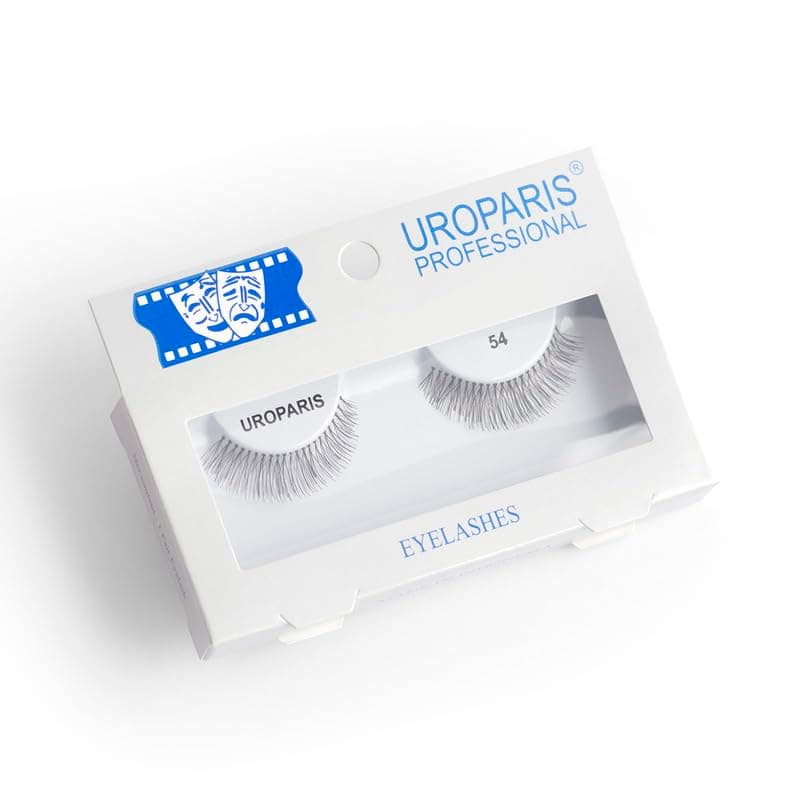 Uroparis 54 Eyelashes for Women — Tapered Handmade Eye Lashes | Lightweight False Lashes with Premium Virgin Hair | Invisible Band | For Glam Look & Enhance Beauty (Black) - 1 Pair