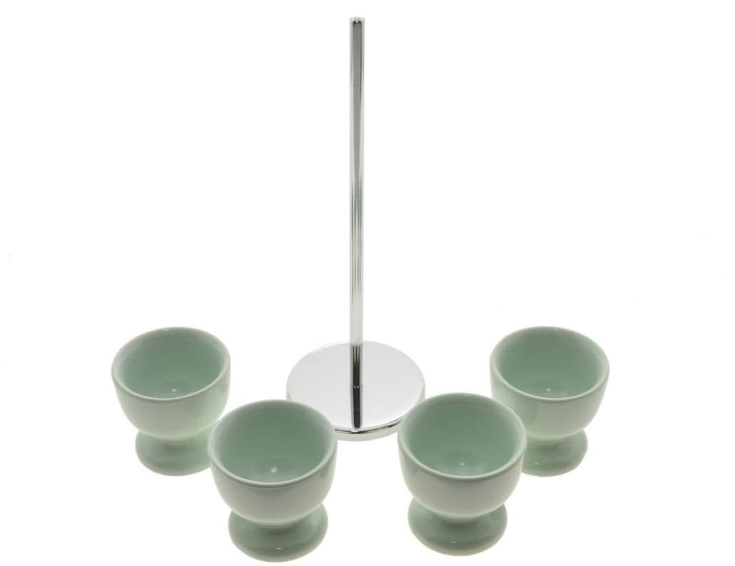 Zeal Melamine Stackable Egg Cups Cup on Chrome Stand | Set of 4 | Sage Green