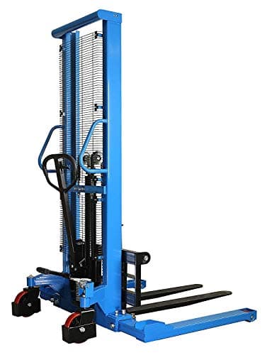 Manual Pallet Stacker High Lift Straddle Stacker Manual Forklift Truck with Adjustable Fork Width, 2200lbs Load Capacity, 63" MAX Lifting Height